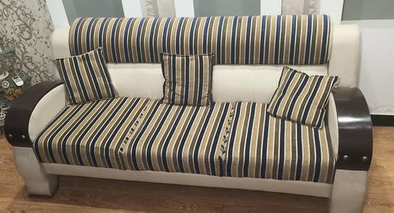 leather and fabric poshash sofa set
