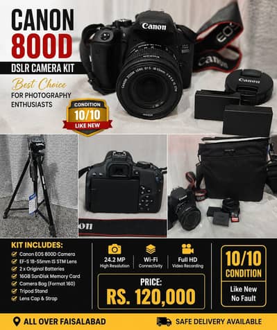 Canon EOS 800D DSLR with 18-55mm IS STM Lens & Complete Accessories