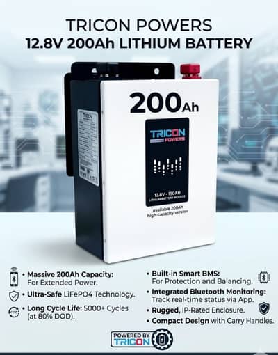 12V 200Ah LiFePO4 Lithium Battery | Deep Cycle Battery for Solar, UPS