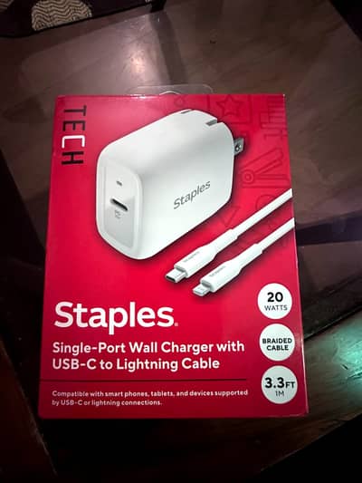 Staples Orignal Charger & Charging Cable for Iphone & Samsung from US