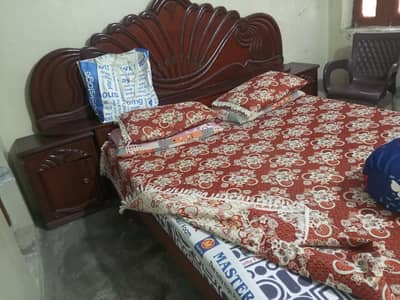 Wooden Double Bed with mattress