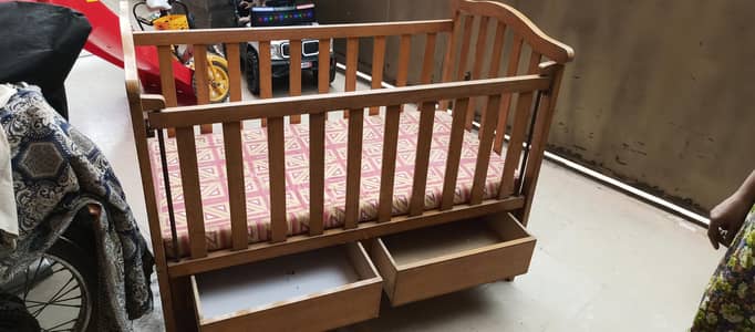 wooden baby cot with mattress