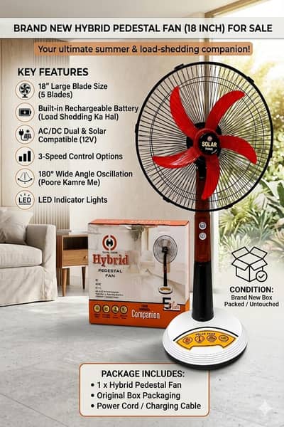 AC/DC Rechargeable Padestal Fan 18"