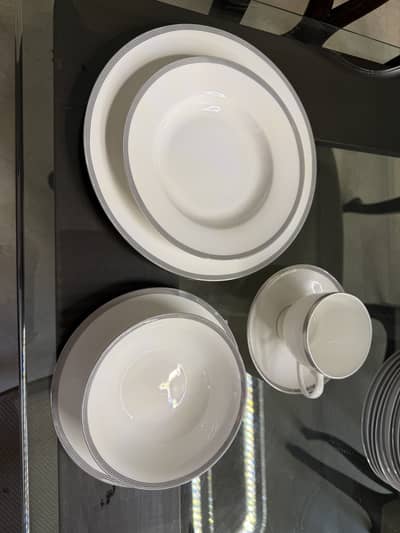 Bone China Dinnerset 12 platinum (silver)