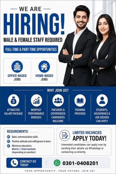 Male & Female Staff Required