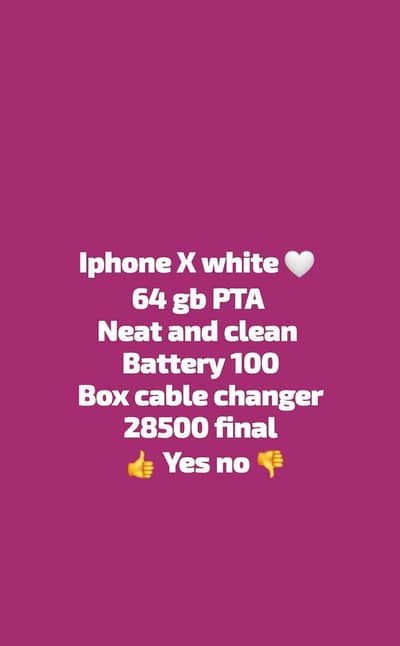 Apple iPhone X 64 gb PTA