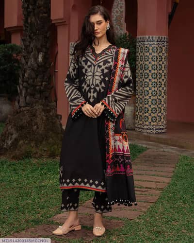black  Swiss lawn 3pcs digital print kurta set for women