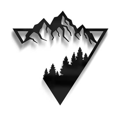 Geometric Triangle Mountain & Forest Metal Wall Art