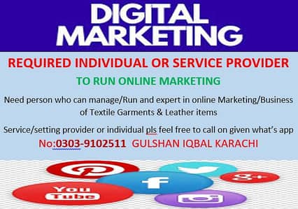 Required Individual OR Service Provider 2 Run ONLINE Selling/Mkt