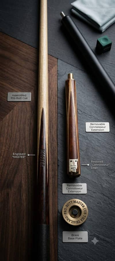 Vintage 30-Year-Old Master Pro-Butt Snooker Cue - Thailand Made