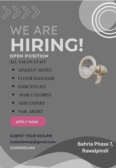 SALON JOB IN BAHRIA PHASE 7