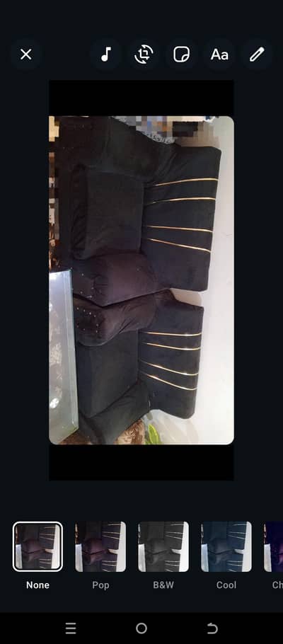Premium Black & Golden 5 Seater Sofa Set – Excellent Condition