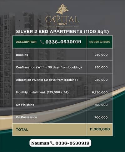 (1100 Sq Feet) 2 Bed Apartment Available For Sale On 4.5 Years Easy Instalment Plan In Top City-1