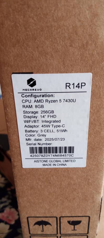 Mechrevo R14P Ryzen 5 7430U 8GB 256GB SSD 14" FHD - Box Pack