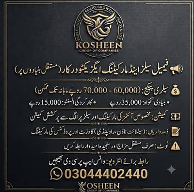 Female Sales & Marketing Executive Required in Satellite Town, Rawalpi