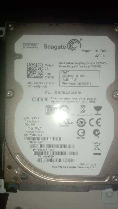 Seagate 320GB Slim Laptop HDD 7200 RPM - 100% Perfect Health