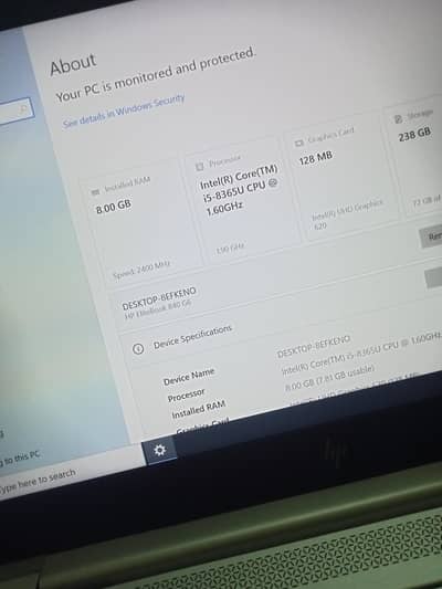 HP Elitebook Core i5 8th generation with 8 GB Ram and 256 GB SSD