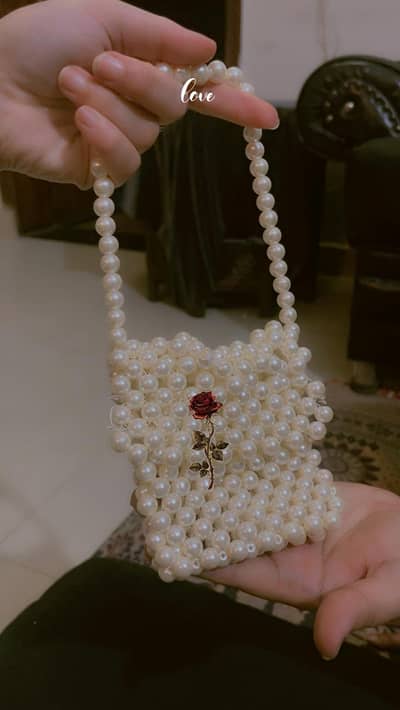 pearl beaded mini bandbag