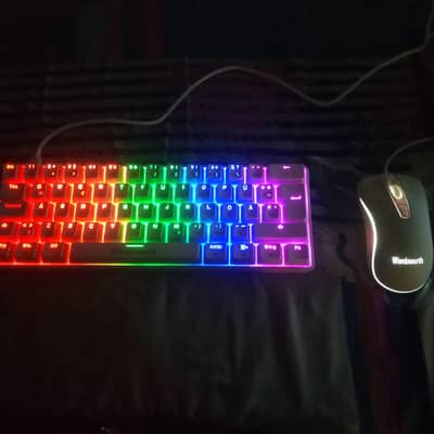 Wordsworth mechanical keyboard 60% and mouse with RGB with box.