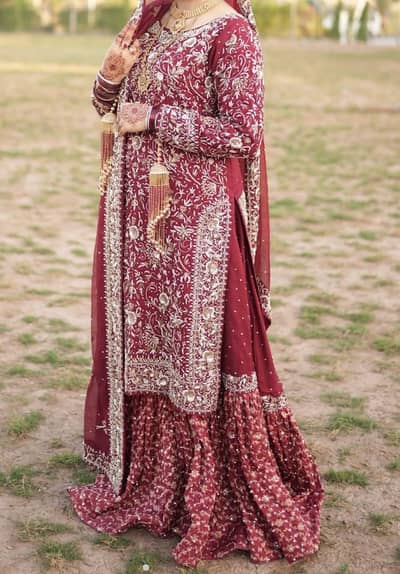 Heavy Embroidered Wedding Dress |  | Maroon Bridal Wear