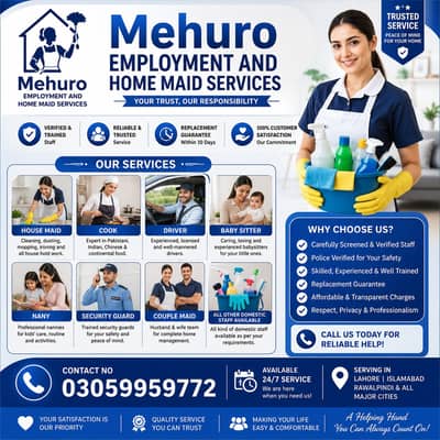 Maid, House Maids, cook, chef, Baby Sitter, Filipino maids Available