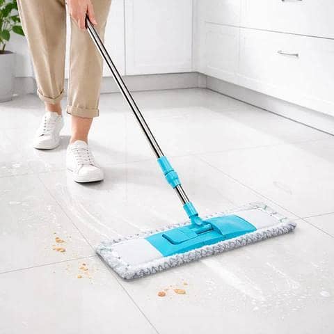 Microfiber Flat Mop - Wet & Dry Floor Cleaner with Adjustable Rod. . .