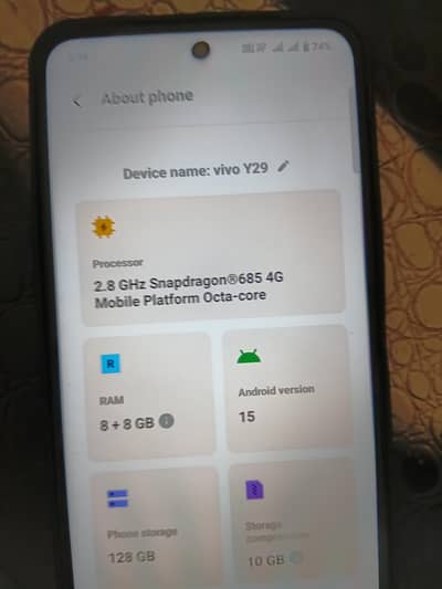 Vivo Y29 mobile 8gb rim 128gb codetion 10 by 10 like a brand new
