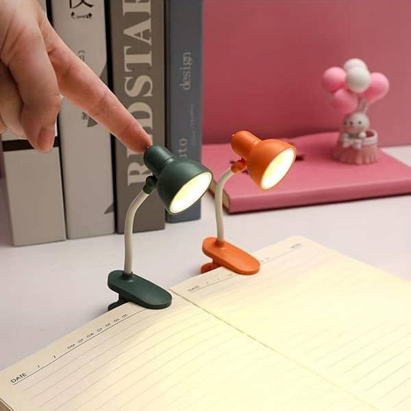 Mini Book Lamp, 360 Rotatable lamp With Clamp, Mini Clip On Study Desk Lamp, Flexible Bedside Table Lighting Lamp, Home Portable Book Clip Lamp