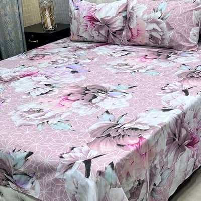 Export Quality Cotton King Size Bedsheet (3 PC Set) - 100% Guaranteed