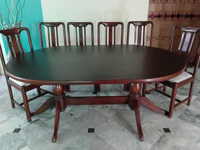 6 Seater Wooden Dining Table Set with Cushioned Chairs