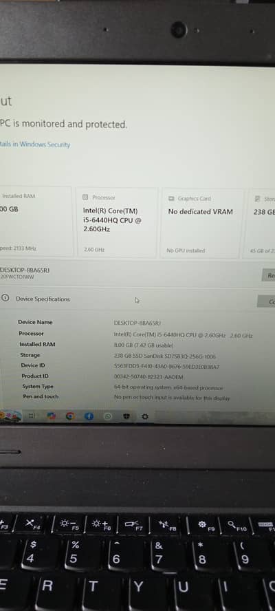 Lenovo T460P Core i5(6th Gen) Fingerprint sensor + Face lock