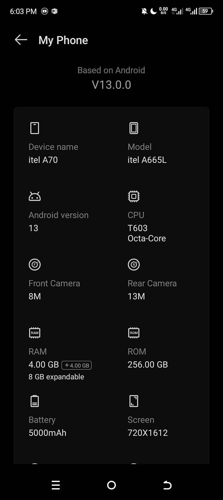 Itel A70 3