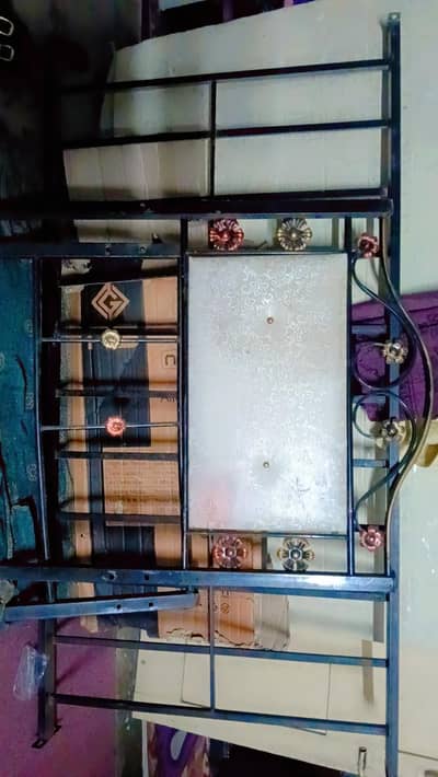 single double bed iron with single medicated matress