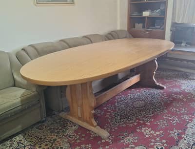 Solid Pine Wood Large Oval Dining / Conference Table (95" x 47")