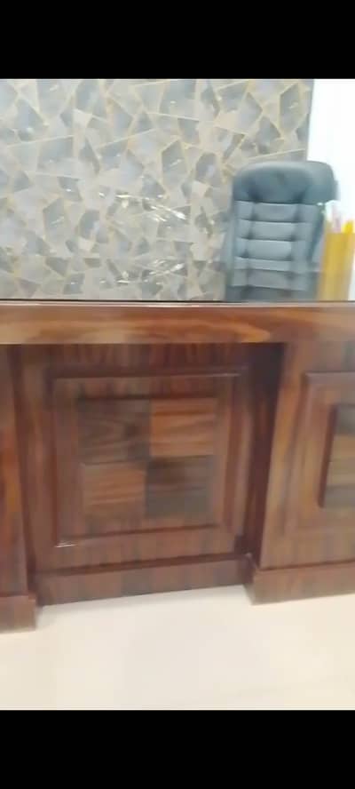 Office table , revolving chair , 2 client chair