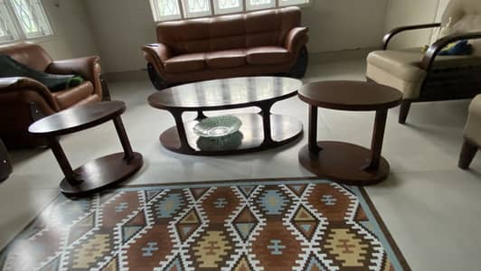 Wooden central table set with two side table excellent  condition