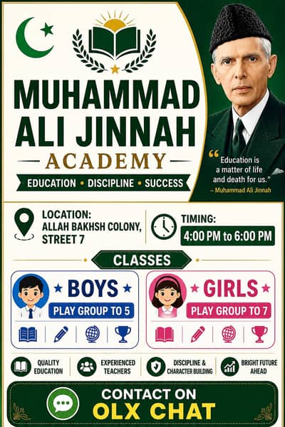 Muhammad Ali Jinnah Academy – Admissions Open