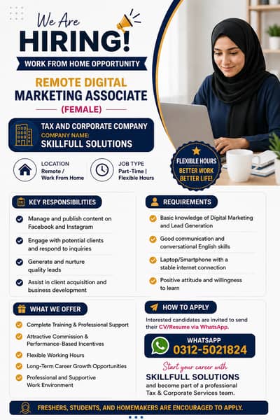 Remote Digital Marketing Associate (Female) – Work From Home