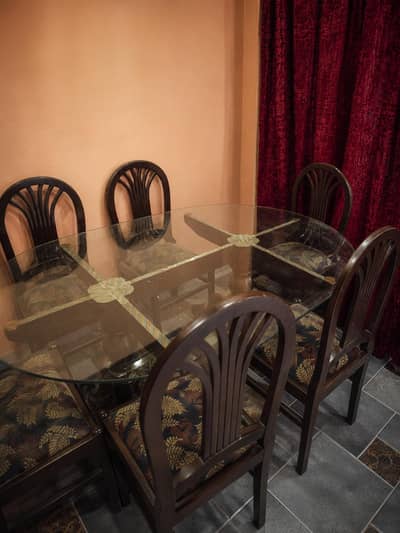 8mm Glass Dining Table with 6 Chairs – Heavy Duty Family Dining Set
