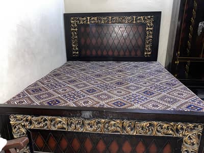 King Size Bed Sofa Set and Wooden Mirror Almirah