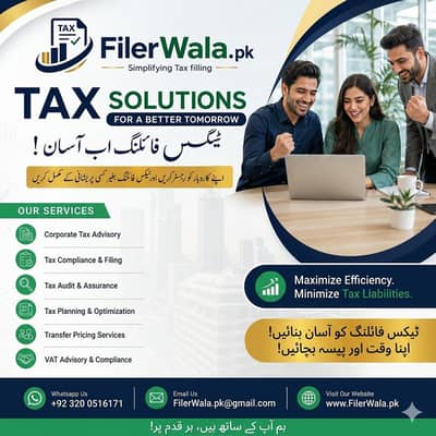 Tax Filer Registration / Sales Tax /  SECP / Legal Consultancy Service