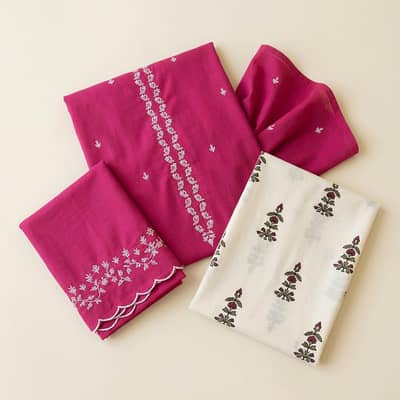 pink Embroidered lawn & cotton Trouser Set