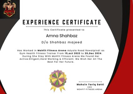 I'm certified professional female fitness trainer