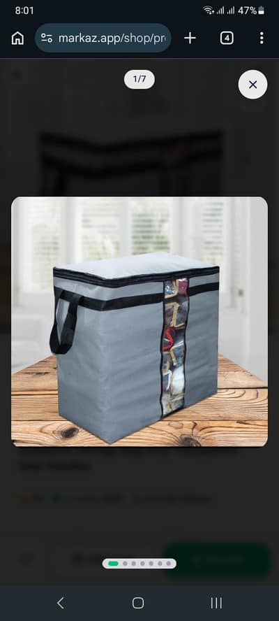 Dustproof Storage Bag Grey Transparent Side Handles
