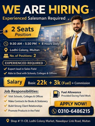 We Are Hiring Salesman For Our Book Store