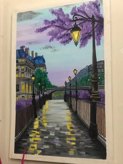 "Twilight Reflections – Handmade Acrylic Canvas Painting"