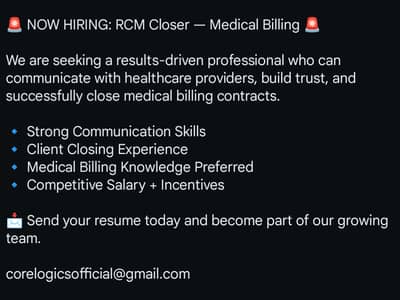 RCM Closer- Medical billing