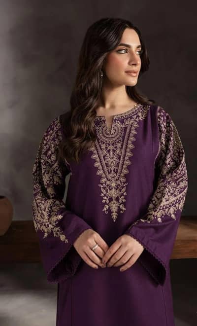 Purple Embrodiered lawn suit 2 pcs suit