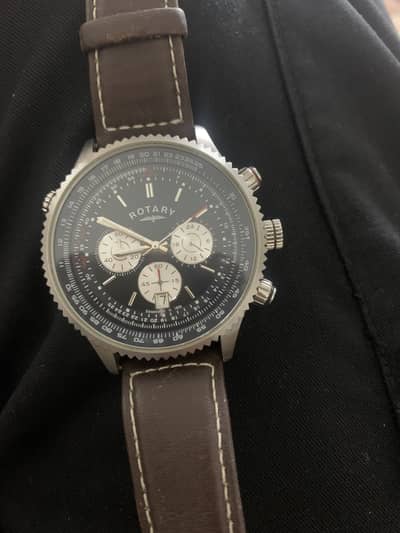Rotary Men’s Chronograph Date Blue Dial Brown leather Strap GS03642/05