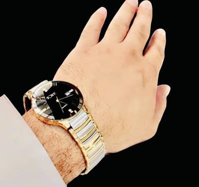 Kcwc Big dial executive watch curved glass two tone date working new